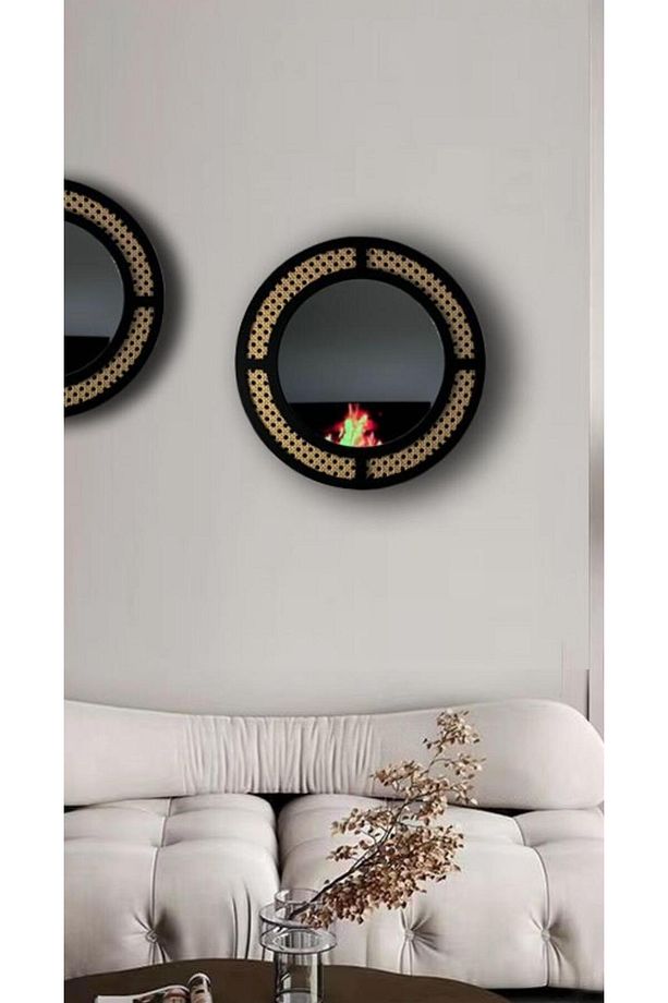 2 ADET DEKORATİF RATTAN AYNA, DUVAR AYNASI, HAZERAN AYNA (2 ADET 42 CM) - 4