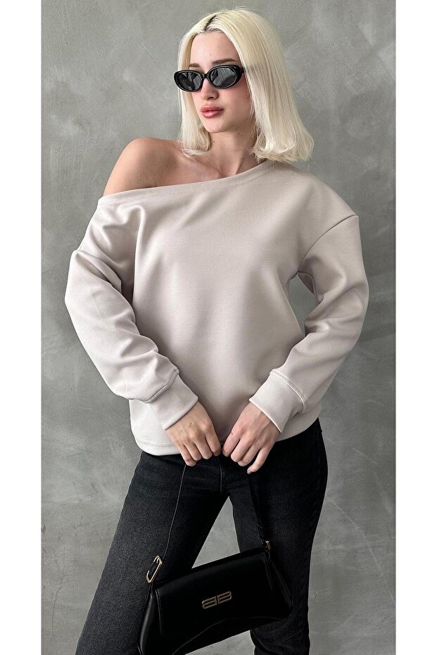 Taş Kayık Yaka Basic Sweatshirt MG2228 - 4
