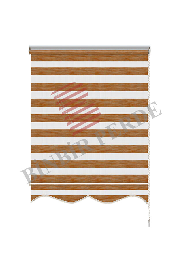 Kahverengi Kırçıllı Dilimli Bambu Zebra Perde - 7