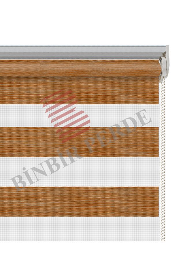 Kahverengi Kırçıllı Dilimli Bambu Zebra Perde - 5