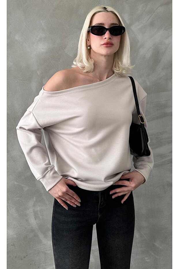 Taş Kayık Yaka Basic Sweatshirt MG2228 - 5