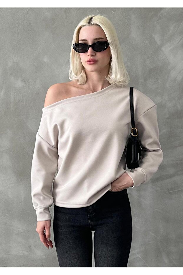 Taş Kayık Yaka Basic Sweatshirt MG2228 - 3