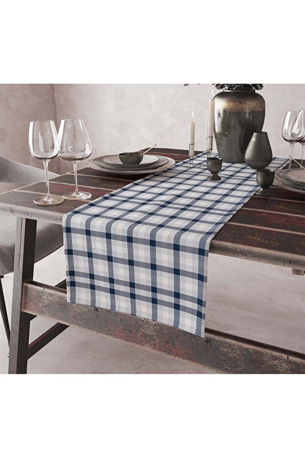 Simple Modern Designed Plaid Patterned Digital Printed 45X140 Decorative Runner - 1