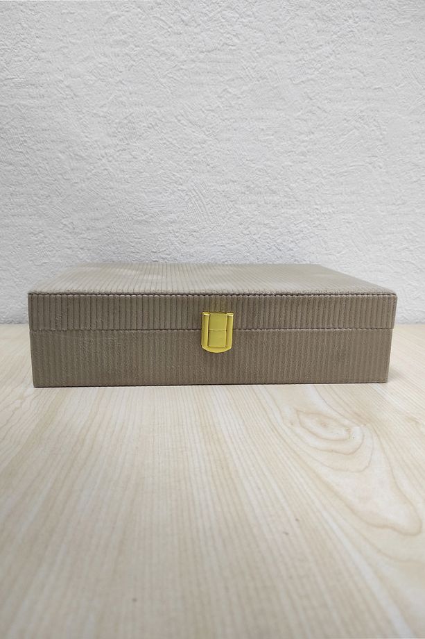 Takı Aksesuar Bijuteri Mücevher Organizer Takı Saklama Kutusu Kahve 28 x 19 x 7 cm - 2