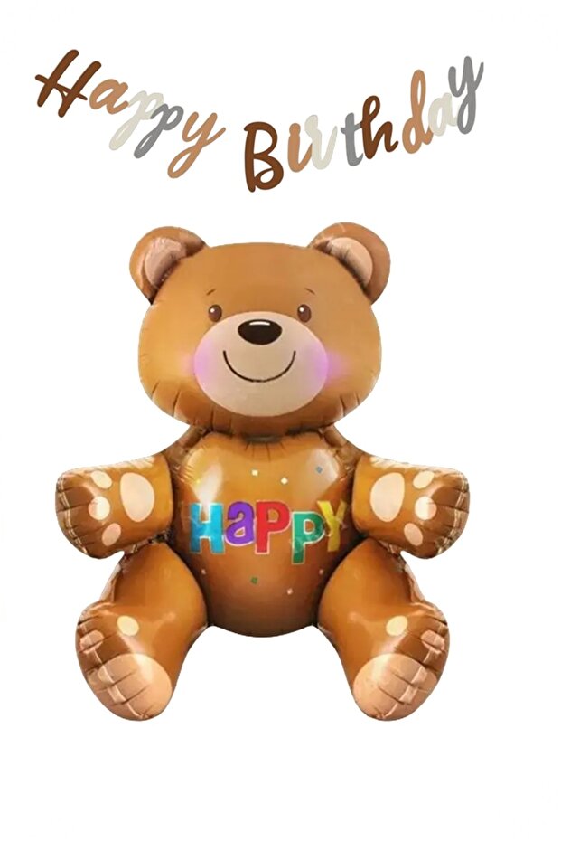 Retro Renkler Ayı Folyo Balon Doğum Günü Konsept Balon Parti Eğlence - 4