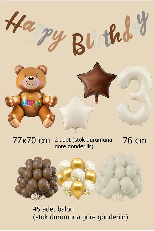Retro Renkler Ayı Folyo Balon Doğum Günü Konsept Balon Parti Eğlence - 2