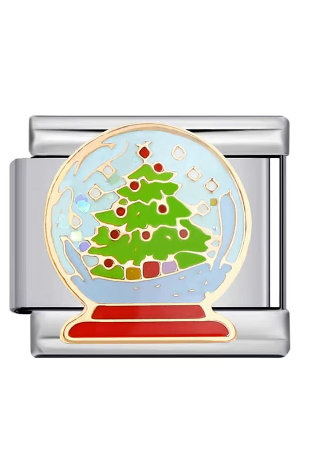 Christmas Themed - Christmas Tree in a Sphere Italian Bracelet Charm