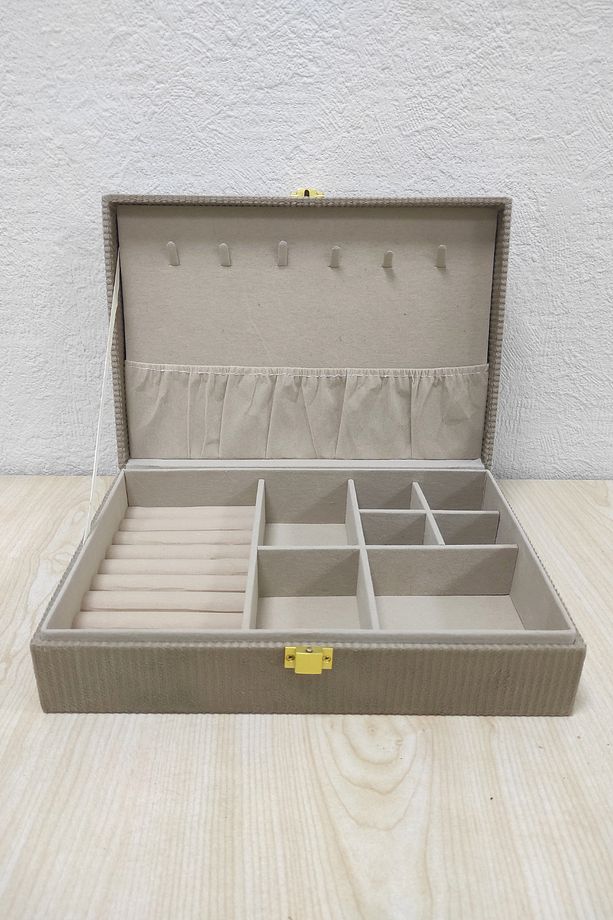 Takı Aksesuar Bijuteri Mücevher Organizer Takı Saklama Kutusu Kahve 28 x 19 x 7 cm - 4