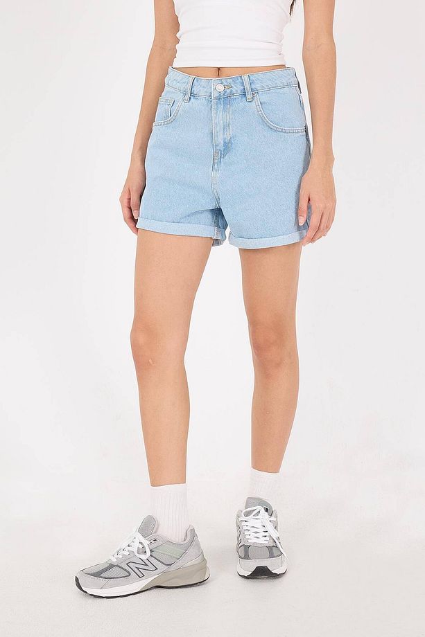Katlama Paça Cepli Denim Şort Ş8607-PNM - 2