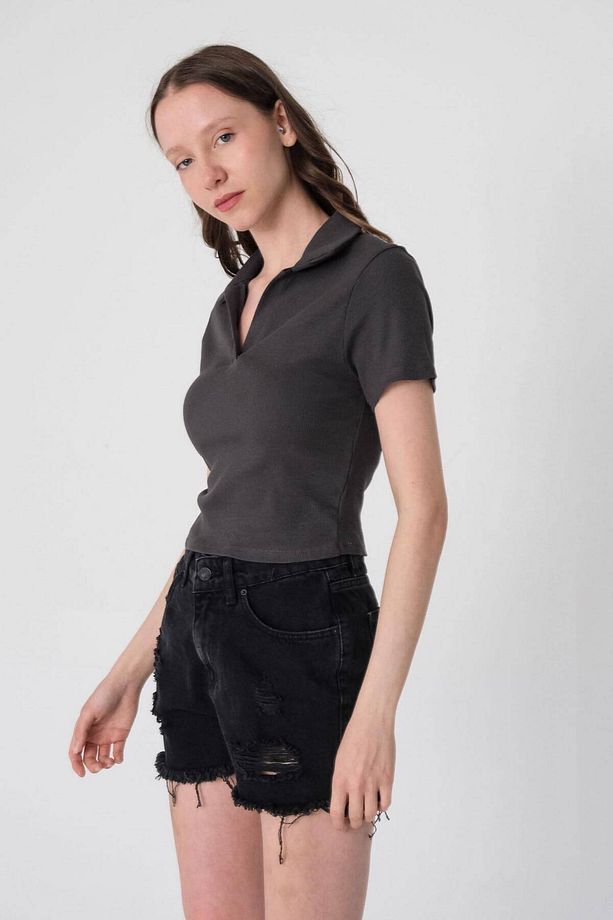 Polo Yaka Kısa Kollu T-shirt P1124-h2 - 4