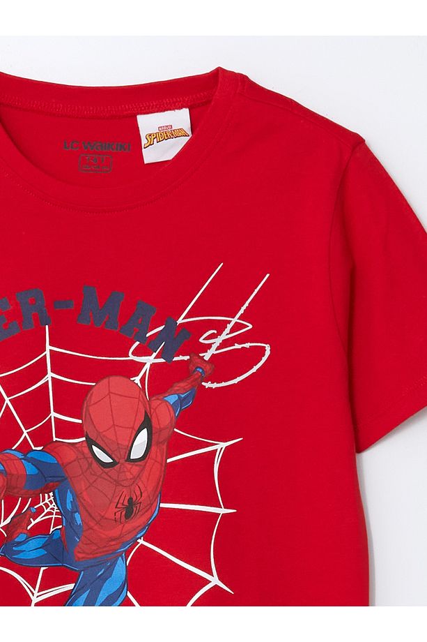 Bisiklet Yaka Spiderman Baskılı Erkek Çocuk Şortlu Pijama Takımı - 3