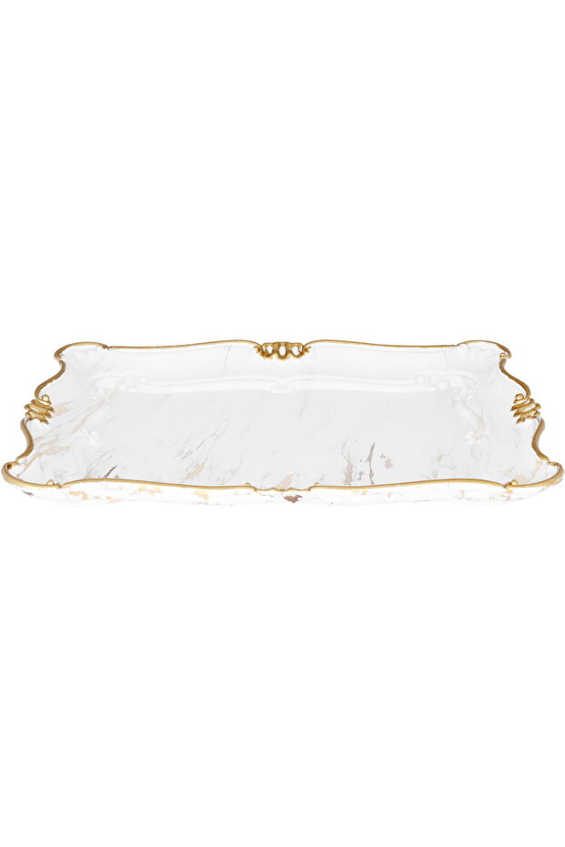 Al Saif Gallery Plastic Serving Tray, 42 cm - White Marble