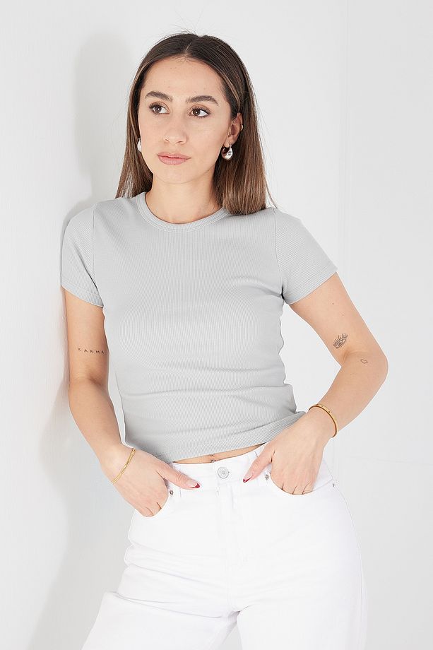 Bisiklet Yaka Basic T-shirt P13343-U6 - 2
