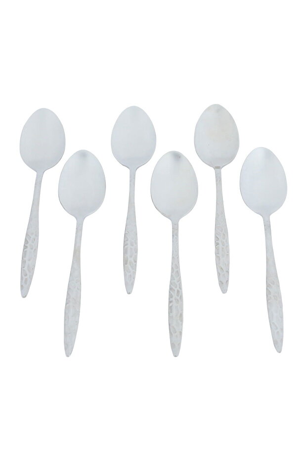 Al Saif Gallery steel tea spoons, 6 pieces, engraved - silver