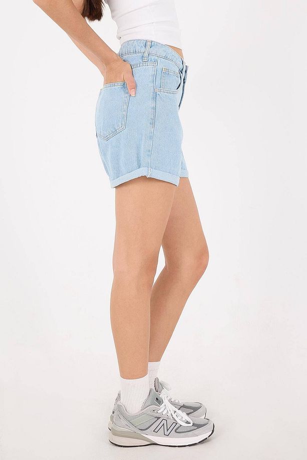 Katlama Paça Cepli Denim Şort Ş8607-PNM - 4