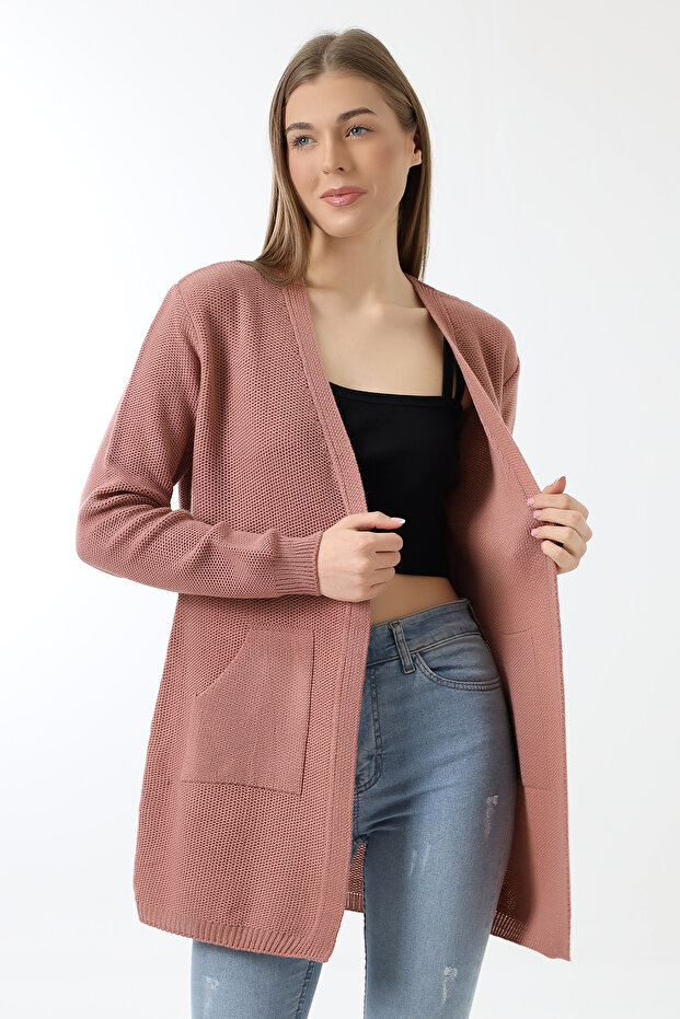 Kadın Kanguru Cep Triko Hırka - 3