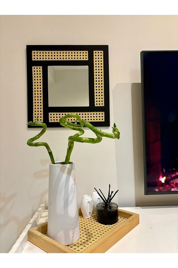DEKORATİF RATTAN AYNA, HAZERAN AYNA, HAZERAN, RATTAN (40*40 CM ) - 3