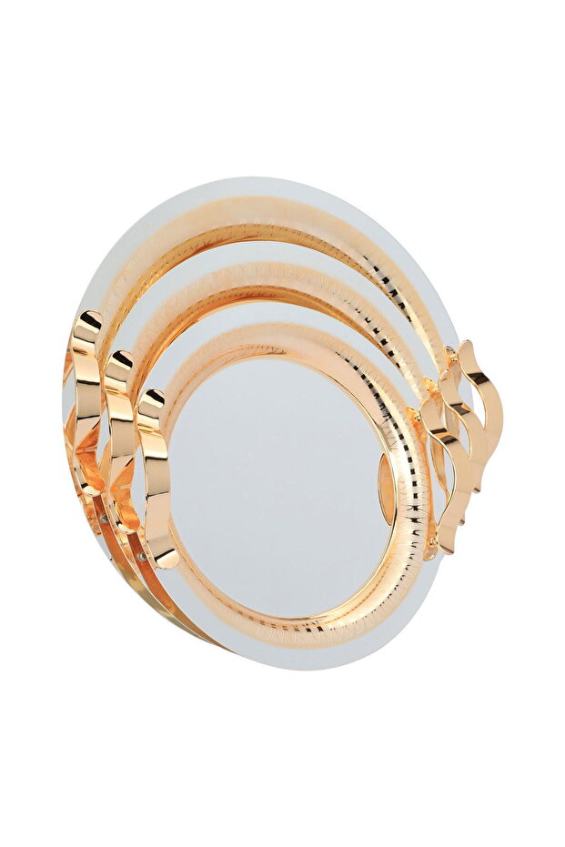 Al Saif Gallery steel topper set, 3 pieces, round - white