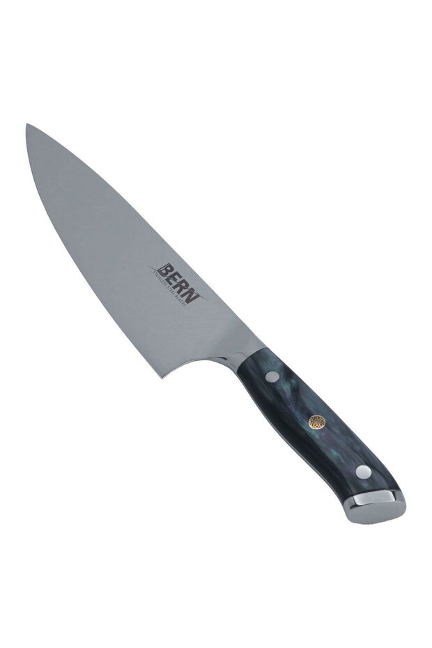Steel Bern Chef's Knife, Wooden Handle, Black-Silver