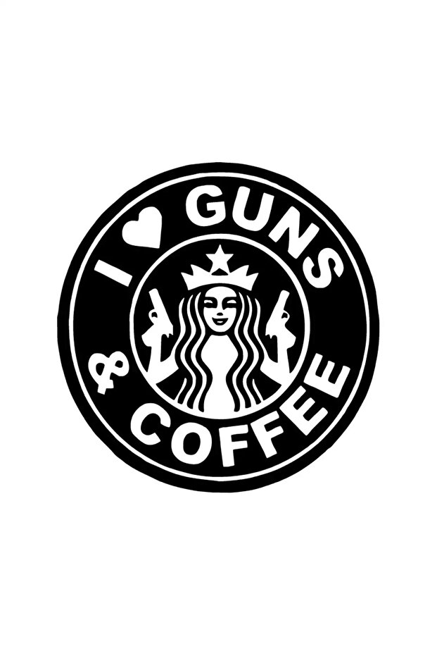 I Love Guns and Coffee Wall Decor Sticker 40 X 40 cm