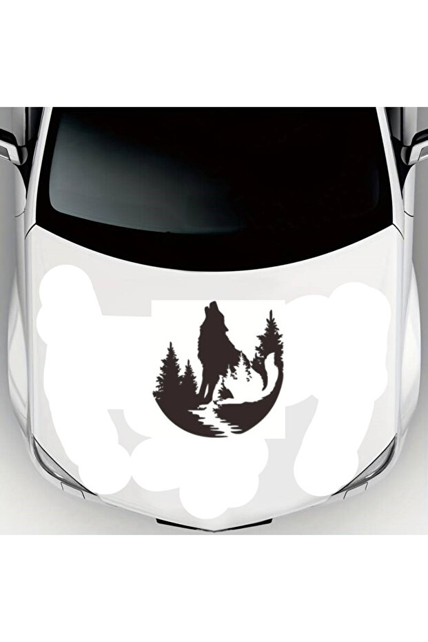 Forest and Howling Wolf Car Hood Sticker A+ Quality 45 X 47 cm Durable