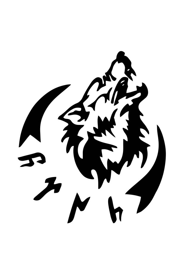 Göktürkçe Turkish Wolf Wall Decor Sticker Compatible 40 X 44 cm