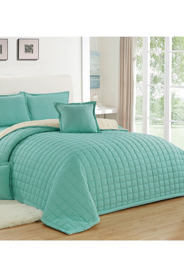 Compressed two-sided Comforter Set Duble Size Tow color, 6 Pieces, King Size