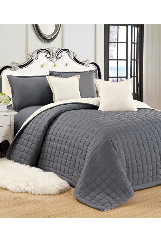 Compressed two-sided Comforter Set Duble Size Tow color, 6 Pieces, King Size