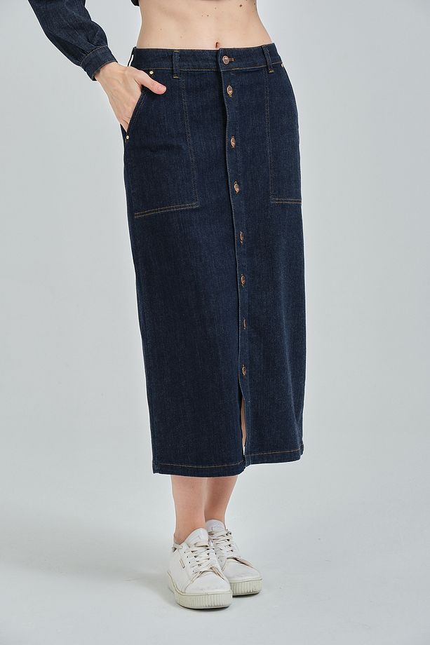 Nimbus Koyu Jeans Etek - 2