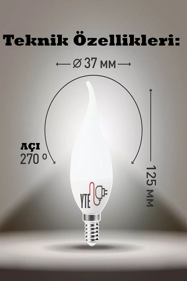 Gün Işığı Kıvrık Mum Led Ampul E14 Duy 5W 10 Adet - 2
