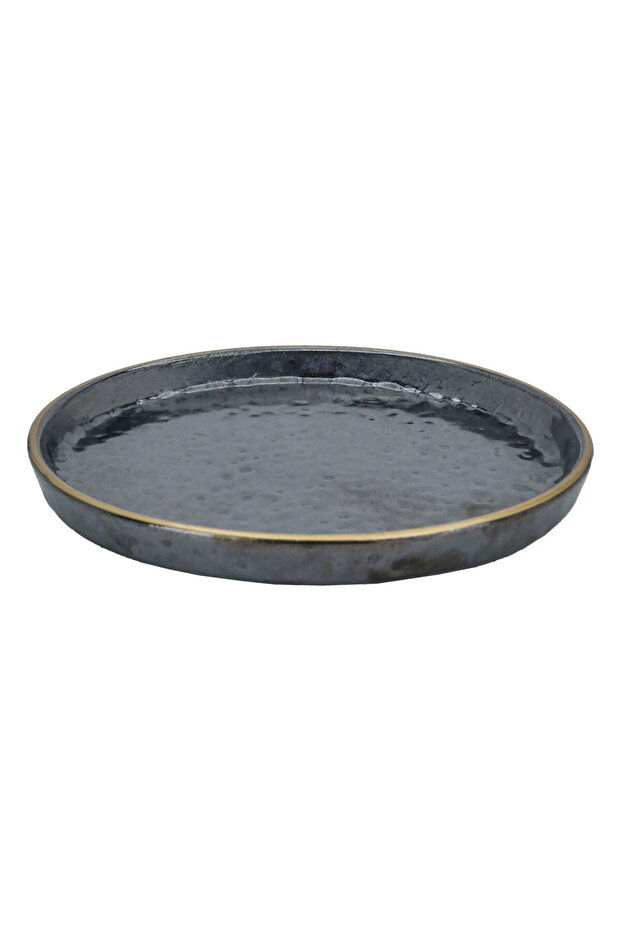 Al Saif Gallery porcelain serving plate, 15 cm, flat round - black