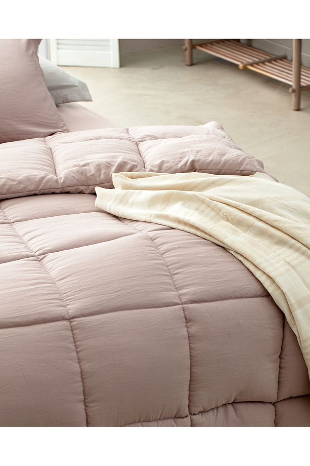 Mona Çift Kişilik Comforter Set - Pudra - 6
