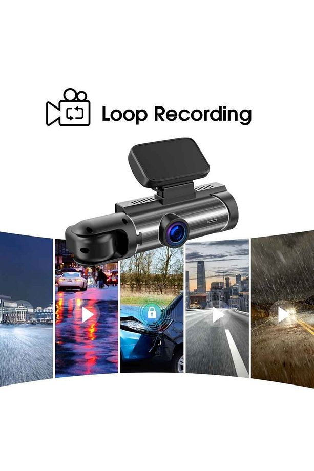 Araç İçi Kamera Lcd Ekran 2 Kameralı Geniş Açı 1080p G-Sensör Gece Görüşlü Dashcam - 4
