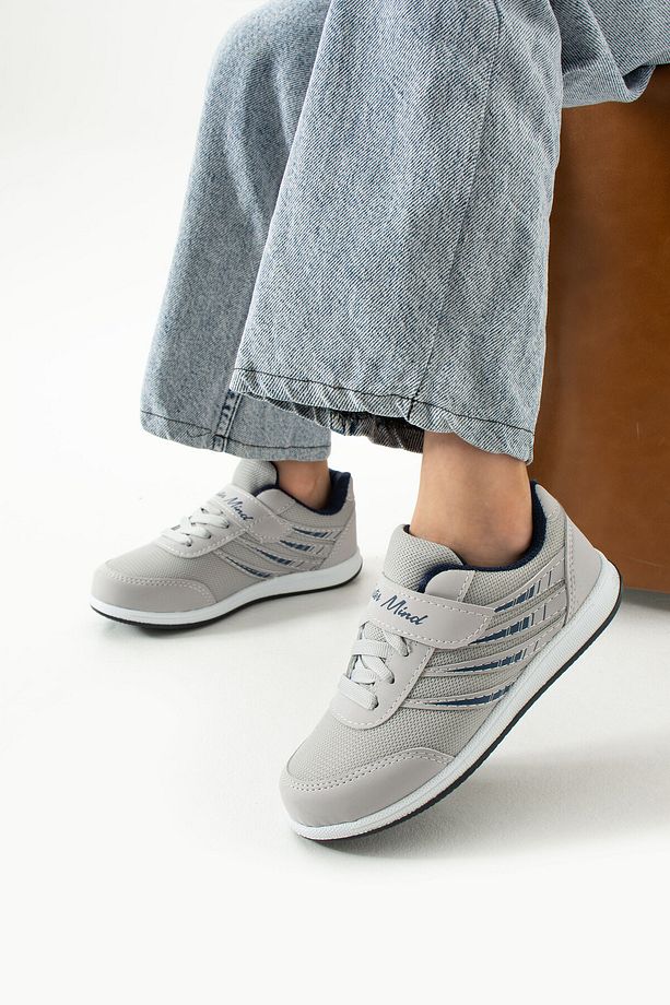 Çocuk Buz Laci Bağcıklı Tek Cırtlı Esnek Hafif Nefes Alabilen Unisex Fileli Sneaker Spor Ayakkabı - 2