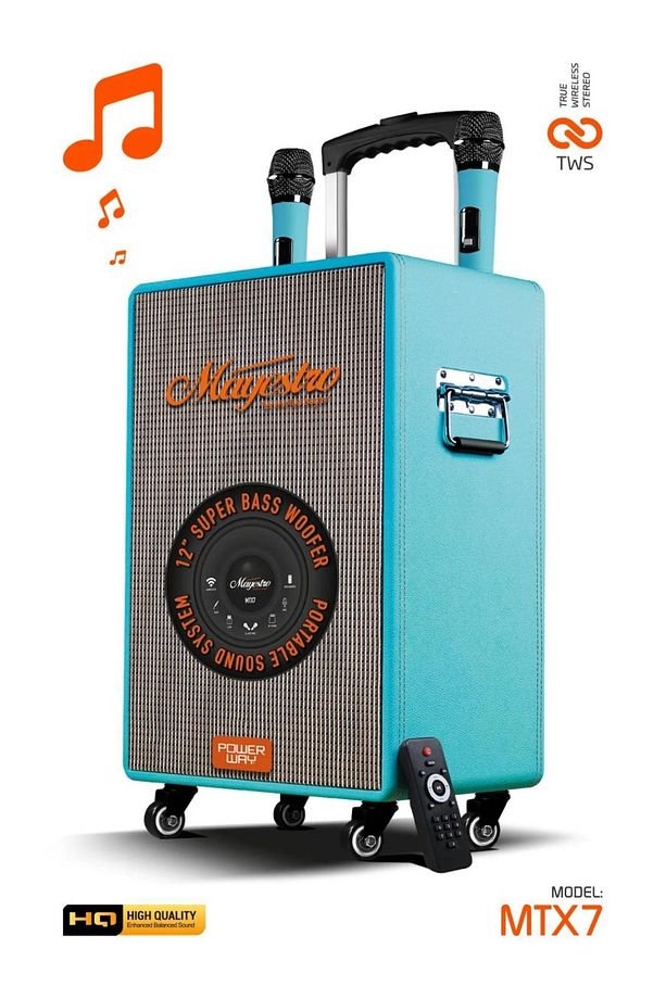 Şarjlı Çift Mikrofonlu Ses Sistemi Karaoke Sistemi Taşınabilir Amfi MTX7 Bluetooth Hoparlör - 1
