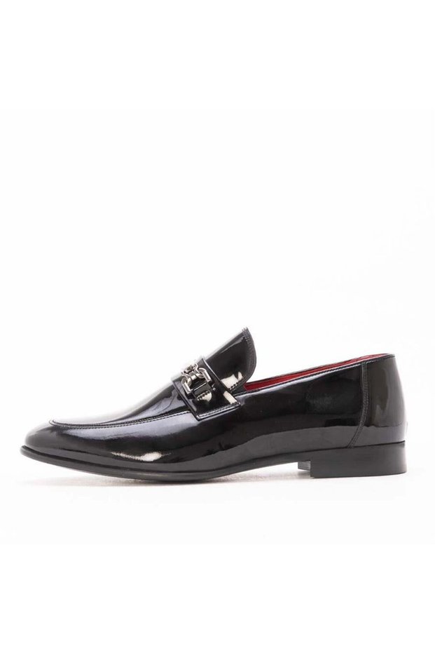 Black Shoes with Patent Leather Buckle