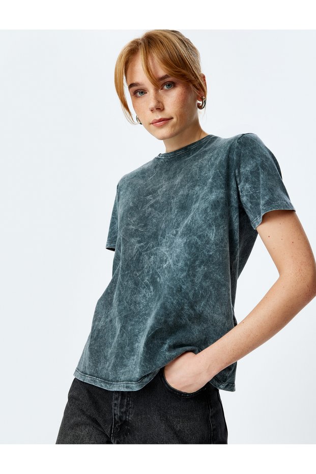 Cotton Tie Dye Print Short Sleeve Crew Neck T-Shirt