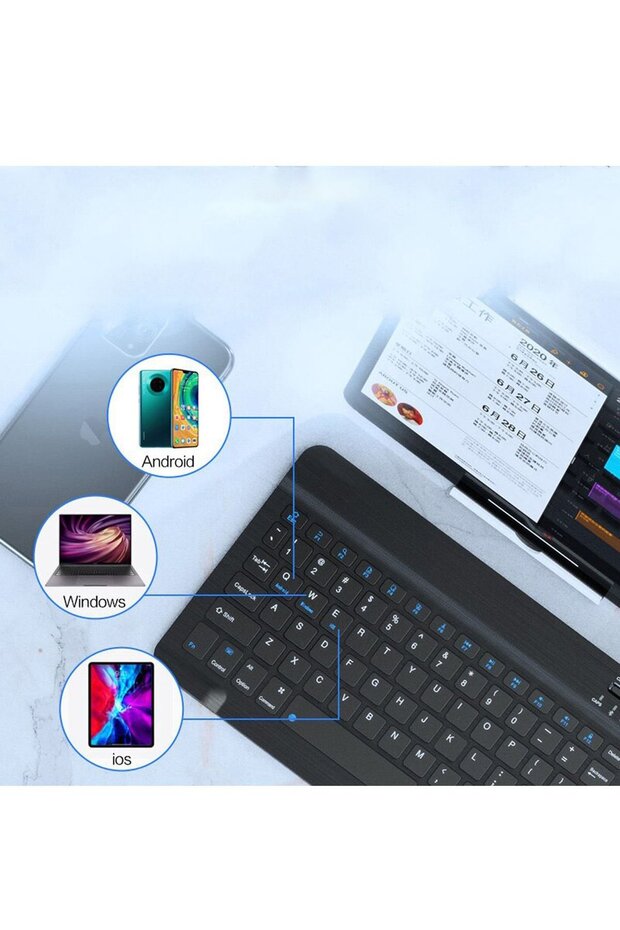 Galaxy Tab S9 Plus Uyumlu Wi-fi Sm-x810 İçin Bluetooth Klavye Ve Mouse Seti Siyah - 4