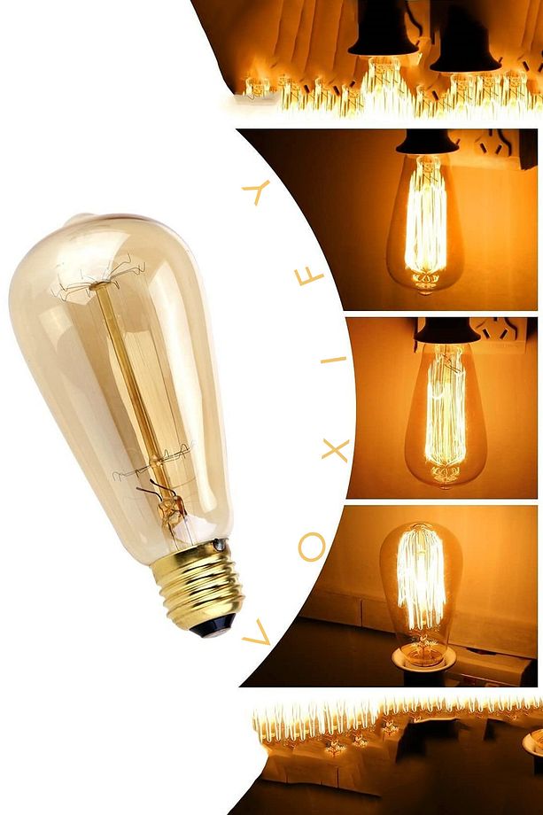 3 Adet Dekoratif Retro Rustik Ampül E27 Standart Duy 220v Avize Ev Cafe Aplik Abajur Tavan Ampülü - 2
