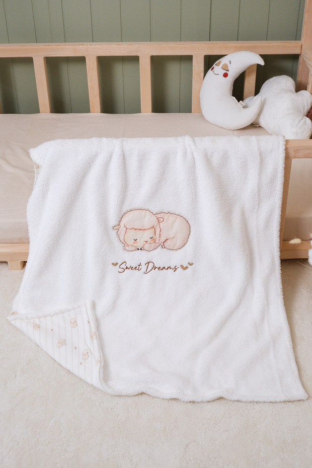 Double-Sided Lamb Patterned Welsoft Baby Blanket 80X100 Unisex