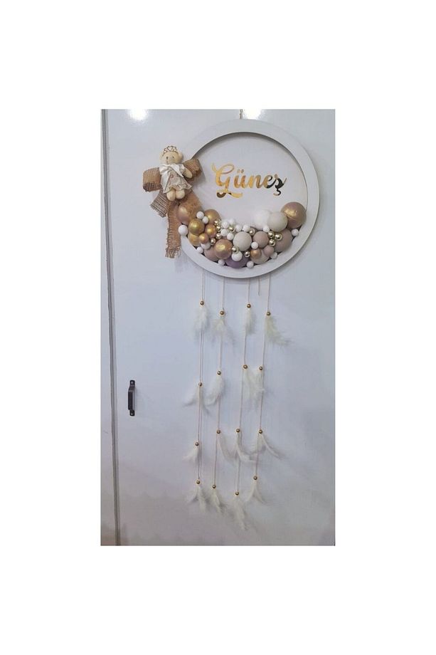 Mishe Tasarım Ahşap Yenidoğan Led Işıklı Bubble  Kapı Süsü - 4