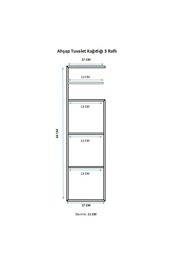 Ahşap Tuvalet Kağıtlığı 3 Raflı - Pinterest Design - 2