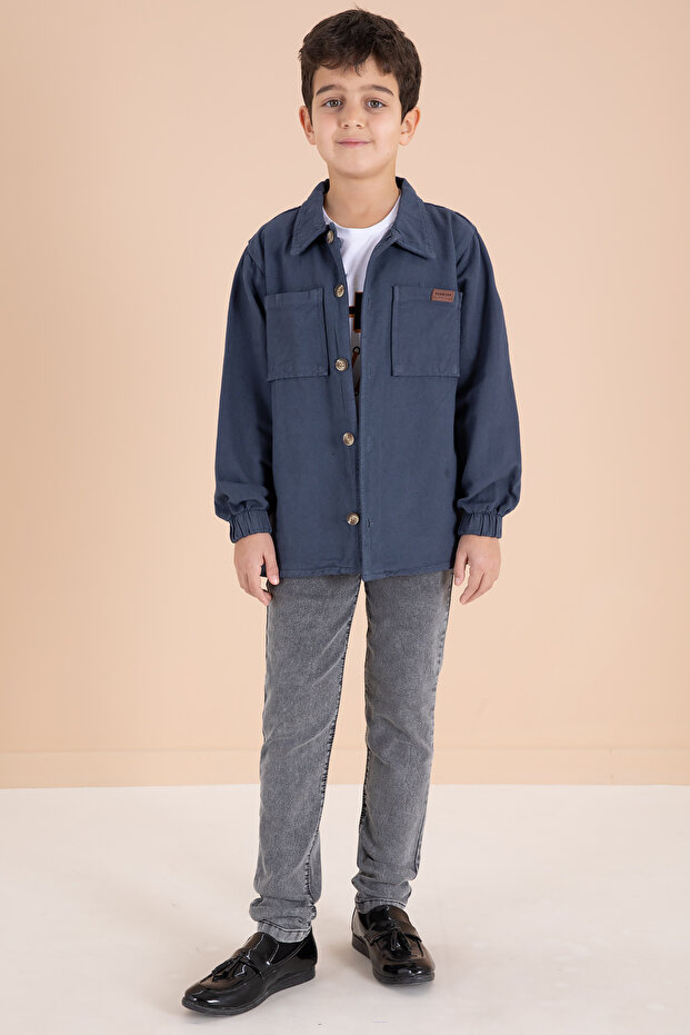 Boy's 3-Piece Suit with Indigo Button Shirt and Jeans Trousers 19971