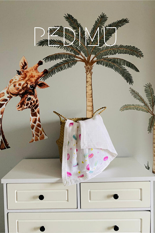 Macaron Printed Muslin & Pique Blanket 80X100 cm - Double Sided Pique Muslin Blanket