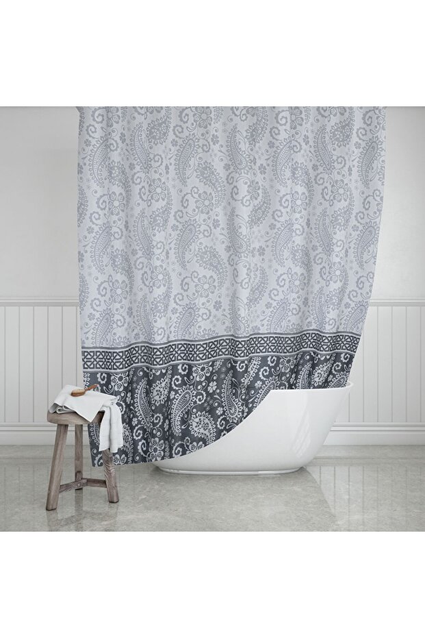 Bathroom Curtain 2x110x200 Double Wing Shower Curtain with Ring Gift 2102