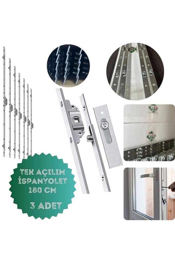 180cm Ispnayolet Pimapen Kapı Pencere Kilidi Ispanyoleti/3 Adet - 1