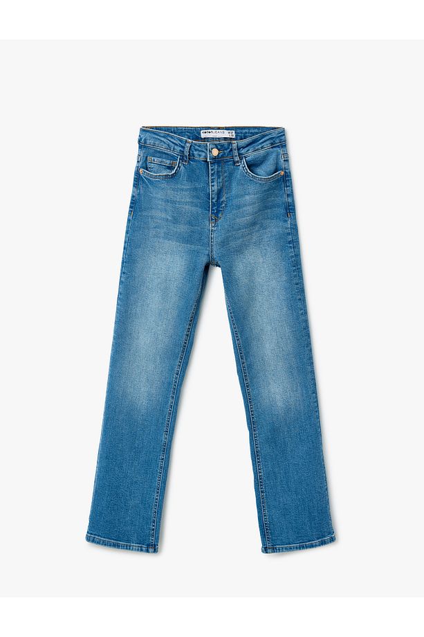 Yüksek Bel İspanyol Paça Denim Pantolon - Kick Flare Jeans - 3