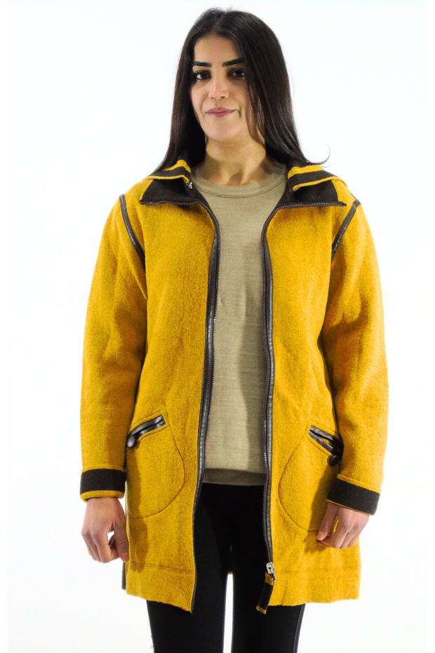 Lams Kapüşonlu Çift Taraflı Ceket - 1