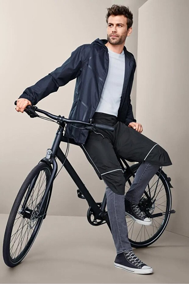 Men Solid Rain Chaps, Black - 1