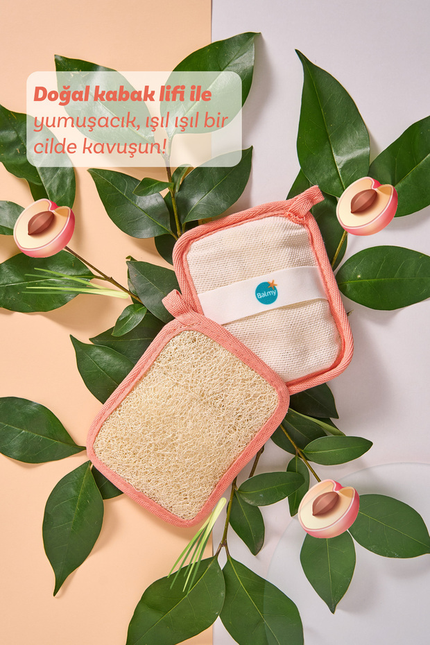 Doğal Sabun Dolgulu Banyo Kesesi Nektarin & Limon Otu - 2